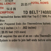 Intralox ThermoDrive 8050 Flat Top E 7mm Polyurethane Blue 20.05 FT, 14" Wide