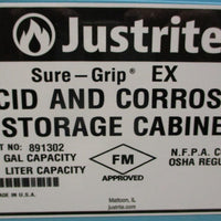 Justrite 891302 Acid and Corrosive Storage Cabinet Sure-Grip EX 12 Gallon 43" W