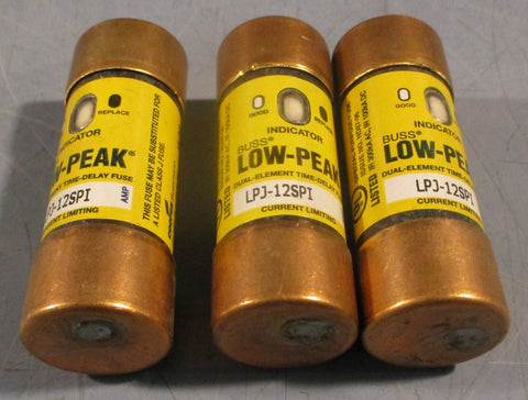 Cooper Bussmann LPJ-12SPI Dual Element Time Delay Fuse Current Limiting Lot of 3