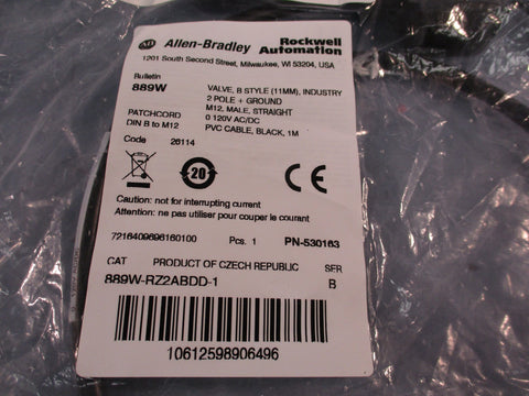 Allen-Bradley/Rockwell Automation 889W-RZ2ABDD-1 Patchcords DIN B to M12 120VAC