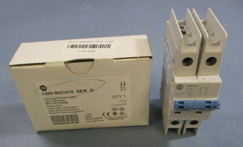 Allen Bradley 1489-M2C010 Ser. D Circuit Breaker 2 Pole 1A 480/277VAC D165276