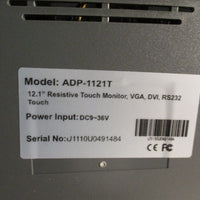 APLEX 12.1" COLOR TFT RESISTIVE TOUCH MONITOR VGA, DVI, RS232 TOUCH ADP1121T