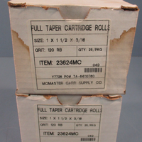 (2) MCMASTER CARR 23624MC 25/PKG FULL TAPER CARTRIDGE ROLLS 1 x 1 1/2 x 3/16