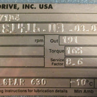 Sew Eurodrive DFT71D4 Gearmotor K37DT71D4 8.91:1 1700/191RPM 1" Shaft Dia