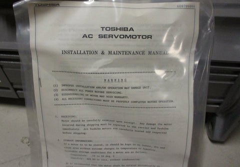 Toshiba RA20L AC Servo Motor WFA01000VSQA 1000 W, 1500 RPM Rated w/ DC Brake