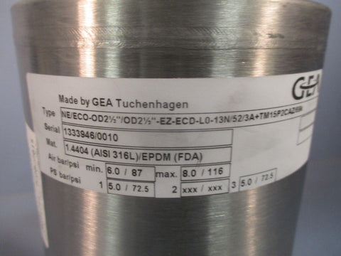 GEA Shut-Off Valve NE/ECO-OD21/2"/OD21/2"-EZ-ECD-L0-13N/52/3A+TM15P2CAZ/69k