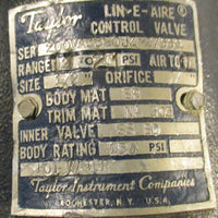 Taylor Instrument LinEAire 1/2" Control Valve 150 PSI Body Rating