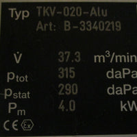 Stafa Wirz Ventilator TKV020Alu Blower Motor B3340219 4.0kW 315 daPa
