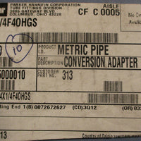 Parker 1/4X1/4F4OHGS Metric Pipe Conversion Adapter Lot of 6