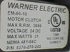 Warner Electrical Clutch Motor EM-50-10 5370-270-03 5/8" Bore, 24 VDC, 48Y-56C