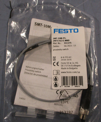 Festo 551375 Proximity Switch SMT-10M-PS-24V-E-0.3-L-M8D (Lot of 2)