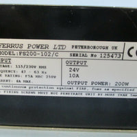 Ferrus Power LTD Power Supply 115/230V In - 24 V, 10 Amps Out Model: FS200-102/C
