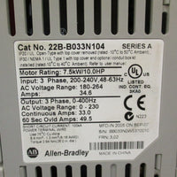 ALLEN BRADLEY 22B-B033N104 /SERIES A POWERFLEX 40 AC DRIVE 7.5kW/10HP/3 PHASE