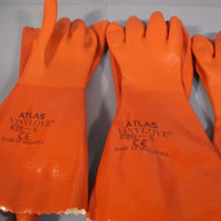 Lot of (10) Atlas Double Dipped Vinyl Oil Chemical Resistant Gloves Small 620S