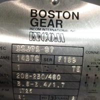BOSTON GEAR Motor 1HP 35J7387 1725RPM 143TC 3PH 208230/460V TEFC HUTFB