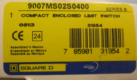 Square D 9007MS02S0400 Compact Enclosed Limit Switch MS02S0400 Ser B 10A