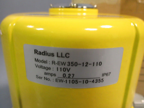 Radius LLC EW Series Electric Actuator 110V, 0.27 amps R-EW350-12-110