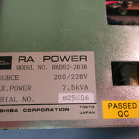 Toshiba RA Power Supply RAD92-2030 200/220V 7.5kVA Used