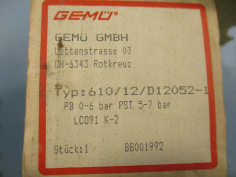 Gemu DN12PN6PVDF Diaphragm Valve GmbH DN 12 Typ 610 Pst 47 bar