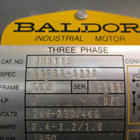Baldor JM3115 Ac Motor 1hp 56j 3ph 3450rpm 460v-ac 208-230v-ac Class B