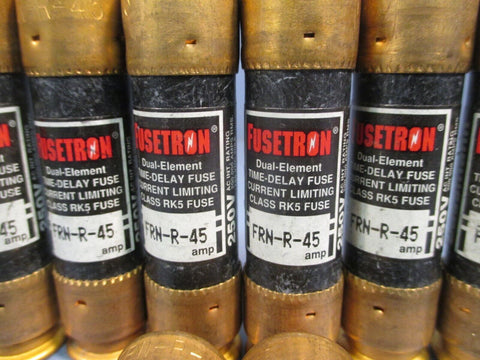 LOT OF 10 BUSSMANN FUSETRON DUAL ELEMENT TIME DELAY FUSES 250V 45A FRN-R-45