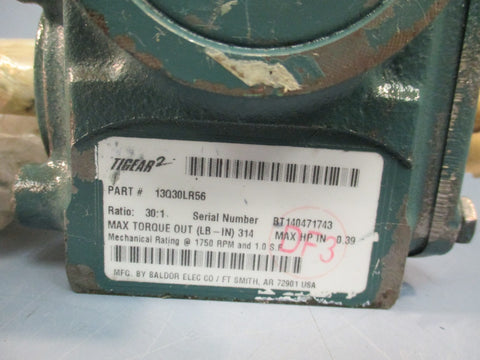 Dodge Tigear 2 13Q30LR56 Right Angle Gear Reducer 0.39hp, Ratio 30:1 1750RPM