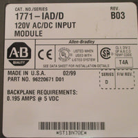 Allen Bradley 1771-IAD/D Rev. B03 120V AC/DC Input Module Series D Used