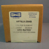 HY-PRO Filter Element HP76L8-25MB 25 Micro FACTORY SEALED
