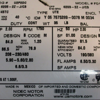 Nidec US Motors U2P2DC Brake Motor 2 HP FD15 1750 RPM 208230/460 V Shur Stop