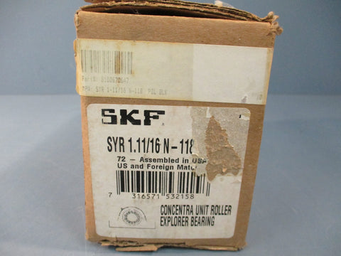 SKF SYR 1.11/16N118 2Bolt Pillow Block Bearing 111/16, Cast Iron Housing