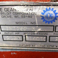 Grove Gear TM12623 Gear Reducer Flexaline 20:1 Ratio 2.39 input HP right output