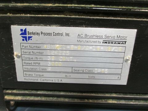 Berkley Process/Indramat AC Brushless Servo Motor ASM121B0/A16NB/10