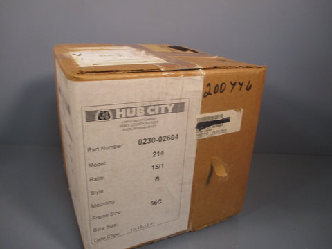Hub City Gearbox Single Reduction Box Ratio 15:1 214 Style B 56C 023002604
