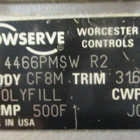 Flowserve Worcester Controls 1 4466PMSW R2 Ball Valve 1" 32GPM