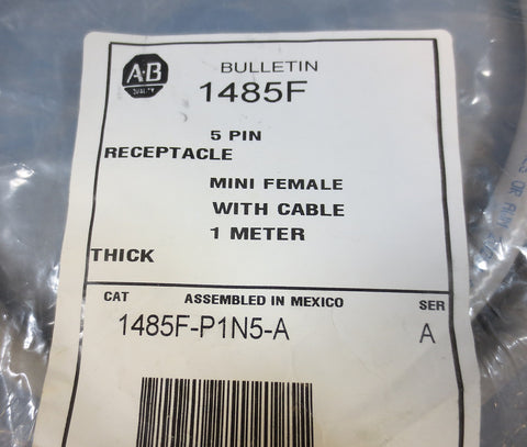 Allen Bradley 5 Pin Mini Female Receptacle with 1 m Cable 1485FP1N5A Ser A New
