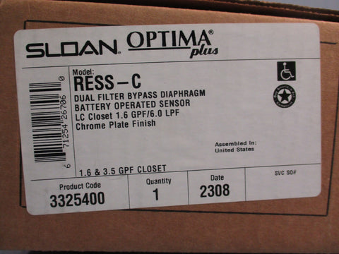 SLOAN OPTIMA PLUS 3325400 G2 RESS-C 1.6 or 3.5 GPF RETROFIT KIT SEALED