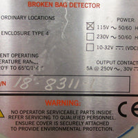 Monitor Technologies 1883111 Dust Alarm Broken Bag Detector 115VAC Power