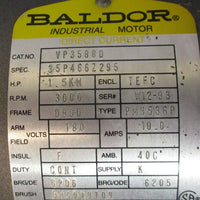 Baldor VP3588D DC Motor 1.5 kW 3000 RPM 180 Volt Spec 35P466Z295 Fr D90D