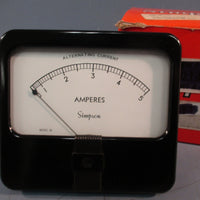 Simpson Analog Panel Meter, Black Spade Type Pointer, AC Current, 0A to 5A 01330
