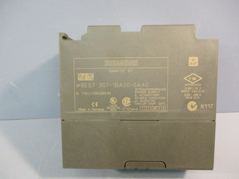 SIEMENS 6ES7307-1BA00-0AA0 POWER SUPPLY, AC230V/120V 50-60Hz 0.52A/0.9A DC24V/2A