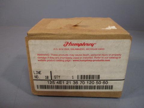 Humphrey Solenoid Valve 0-125 PSI 120V 50/60HZ 125 4E1 21 36 70