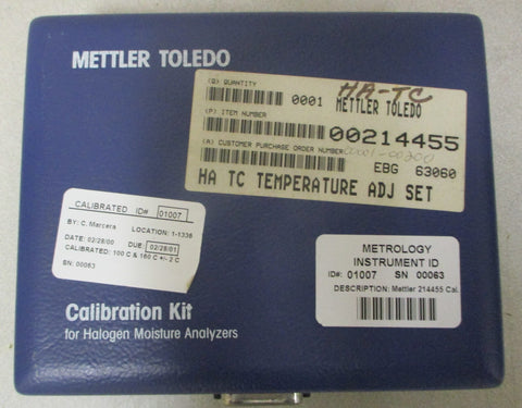 Mettler Toledo 214455 HATC Temperature Calibration Kit For Moisture Analyzers
