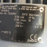 Emod Motoren GKE80/4 DC Electric Motor 0.55 kW 160 V 200 V 7330901 NWOB
