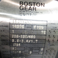 BOSTON GEAR Motor 1HP 35J7387 1725RPM 143TC 3PH 208230/460V TEFC HUTFB