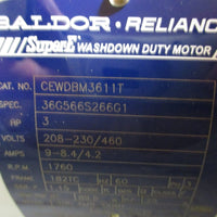 Baldor CEWDBM3611T Washdown Duty Motor w/ Stearns Brake 3HP 1-1/8" Shaft Dia