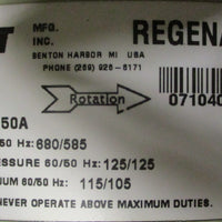 Gast Regenair R93150A Regenerative Blower 680/585 CFM w/ Baldor 15 HP Motor
