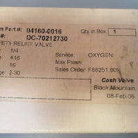 Cash Valve 041600016 A16 1/4" Safety Relief Valve 250PSI Max, 16 PSI Set NIB