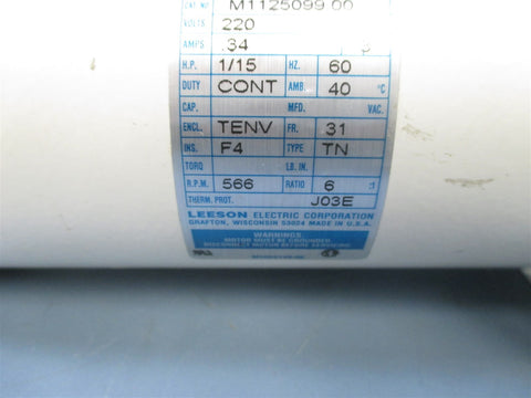 Leeson M1125099.00 2/5" Bore Gear Motor  Used
