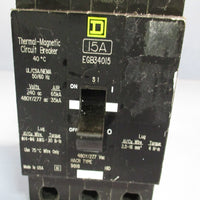 SQUARE D EGB CIRCUIT BREAKER 15AMP, 3 POLRE, 240/400 VAC 480VOLT EGB34015