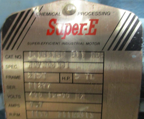 Baldor M00 SuperE M07H03N81 Inverter Duty Motor 215T 5HP 3PH 13/8" Shaft Dia